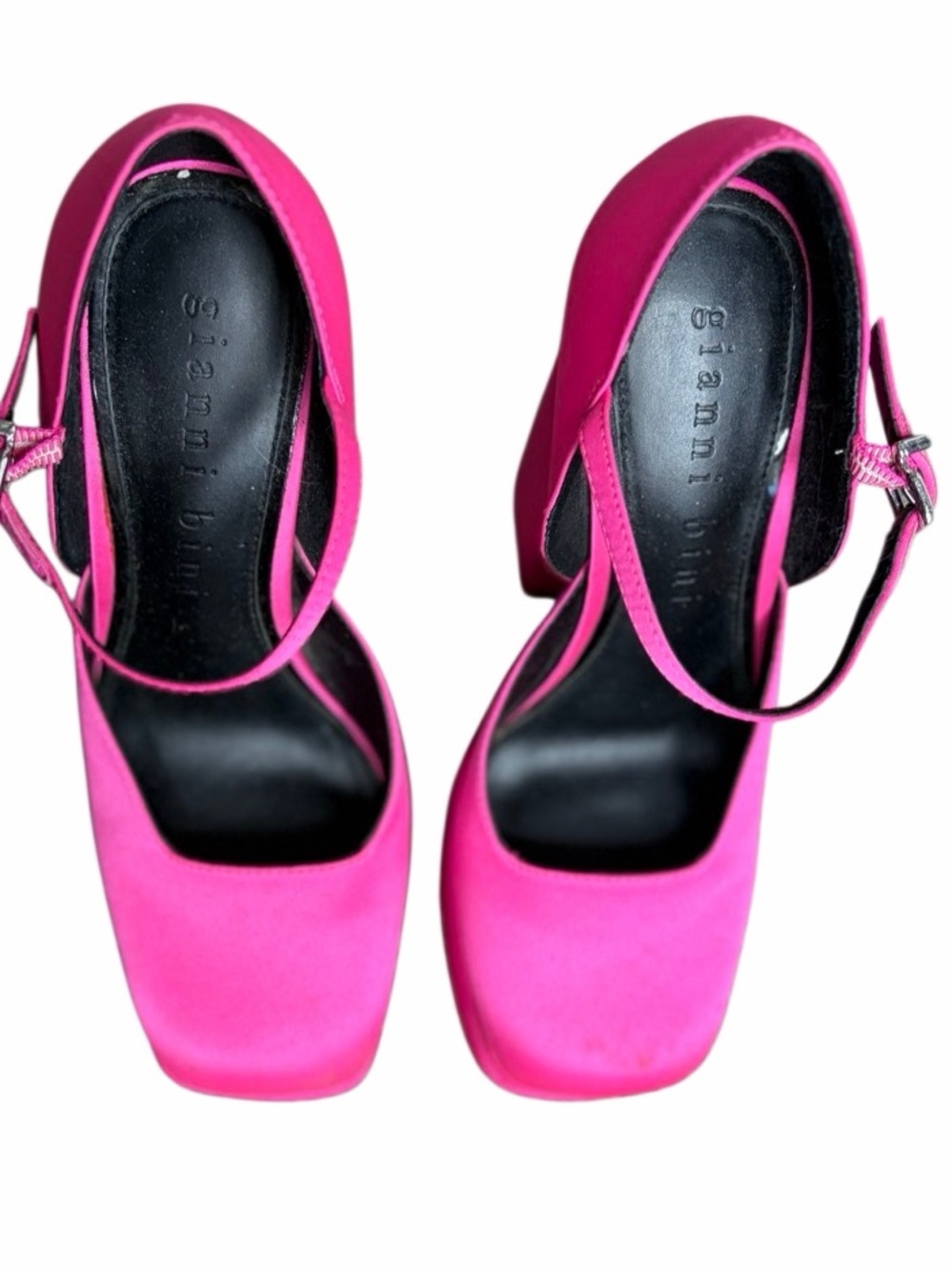 Gianni Bini Hot Pink Silk Platform Mary Jane Pumps Size 9 - Picture 3 of 10